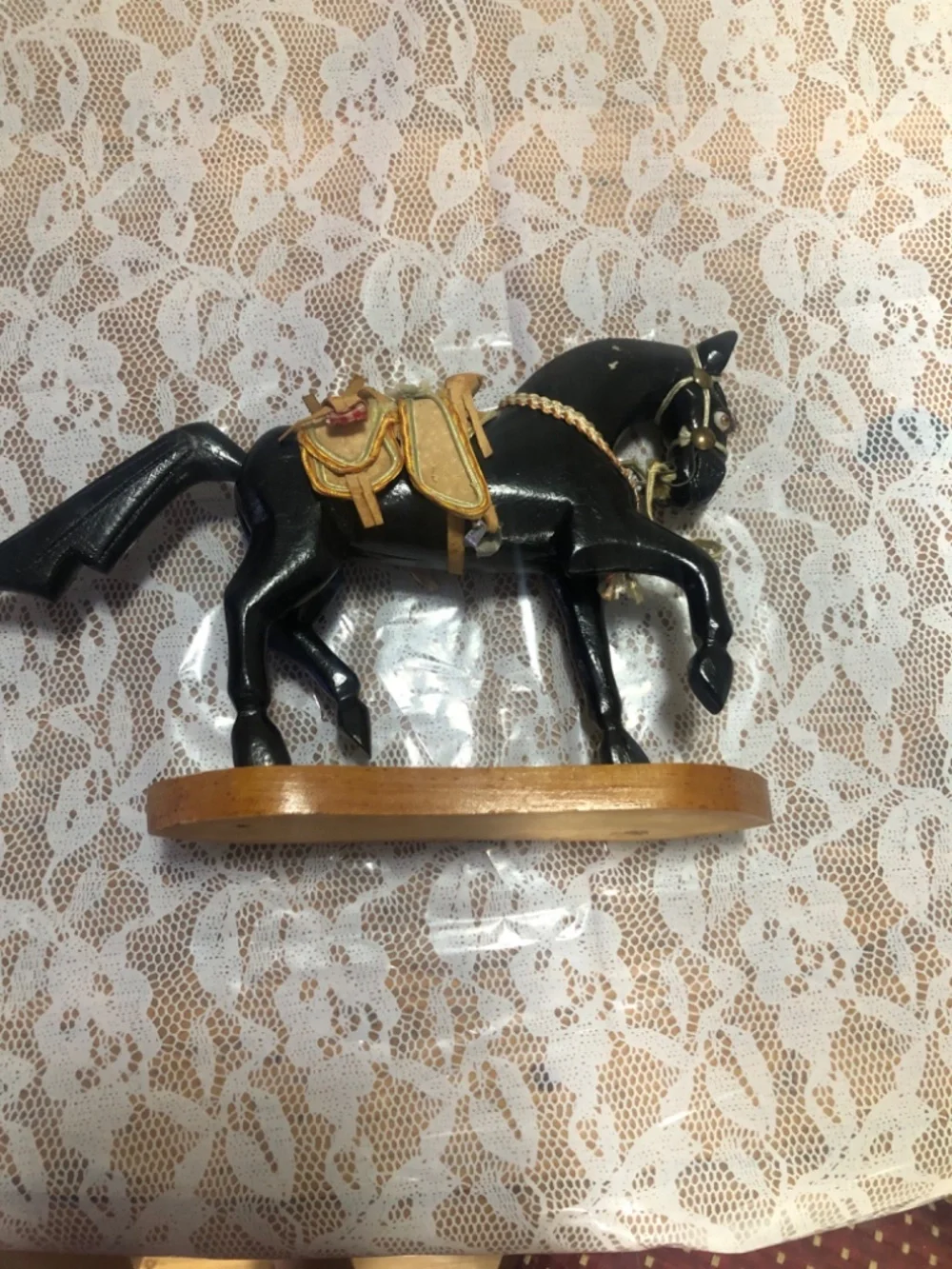 vintage wooden horse figurine, likely a handcrafted - Picture 3 of 13